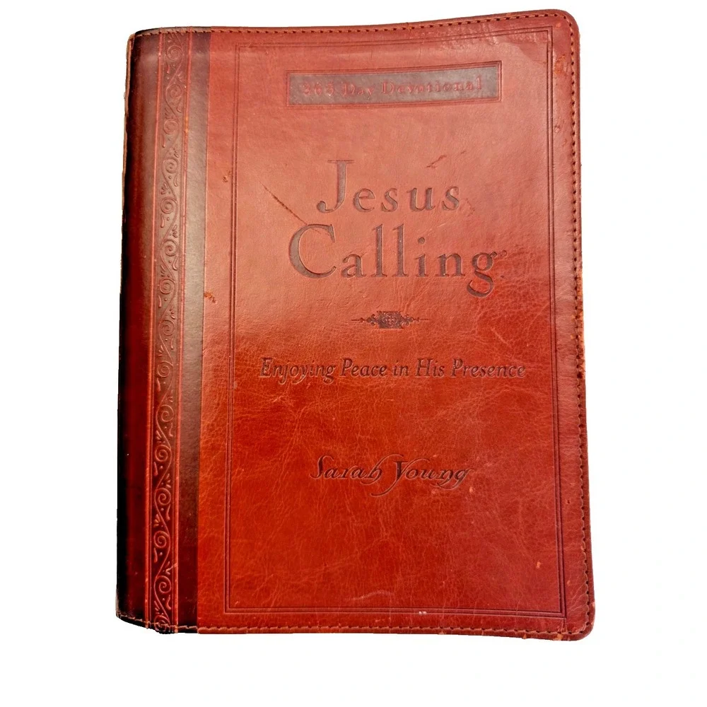 Jesus Calling, Large Text Brown Leathersoft, Daily Devotional by Sarah Young